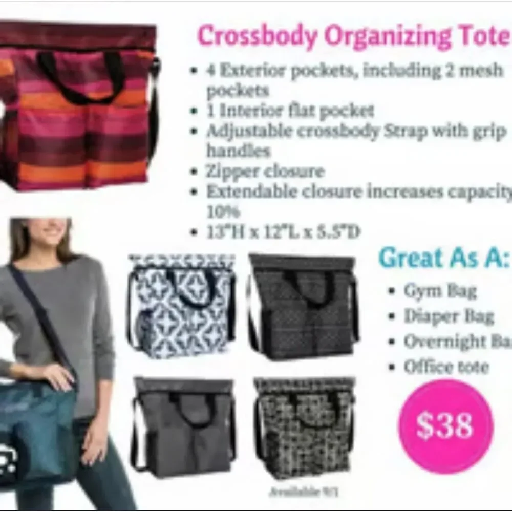 Thirty-One Crossbody Organizing Tote in Stitched Medallion